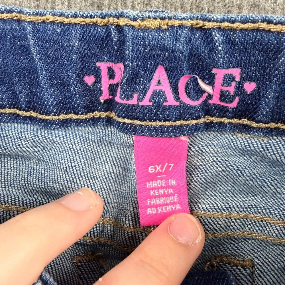 Children's Place Skimmer Pant Court Distressed Denim Shorts Kids‎ 6X/7 Blue